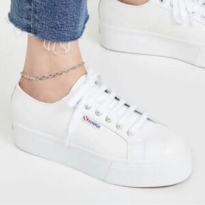 Superga 2790 White Leather Platform Sneaker